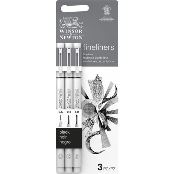 Set med 3 fineliners - Fineliners - Svart spets - Winsor & Newton