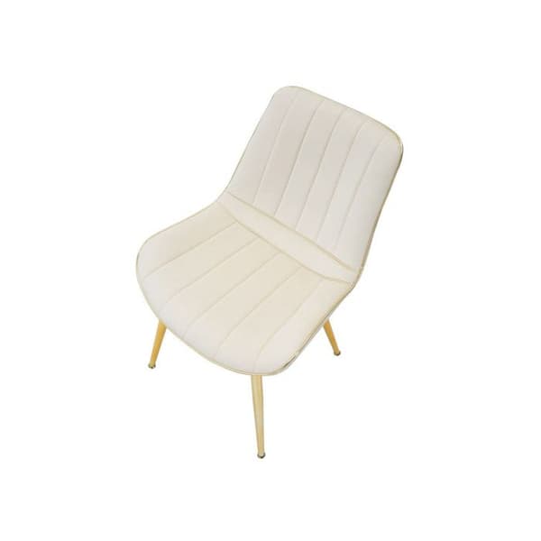 Set med 2 Stolar i Tyg "Paris" 79cm Kräm & Guld