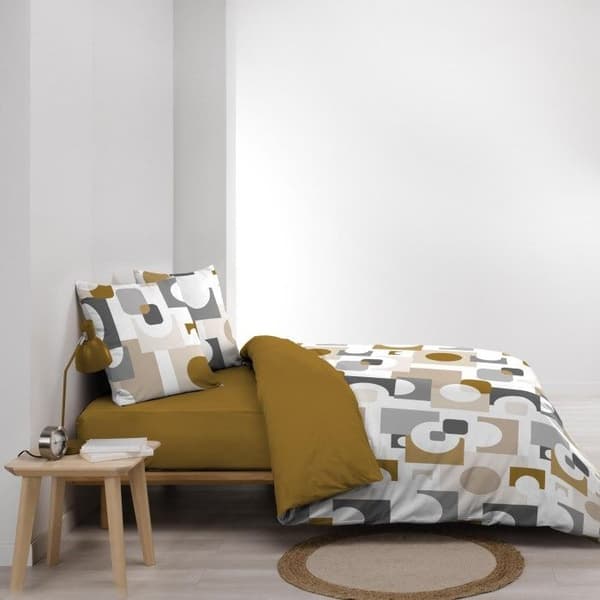 Parure 3 p. 240 x 220 cm polycotton 52 trådar Geomelo Ocre
