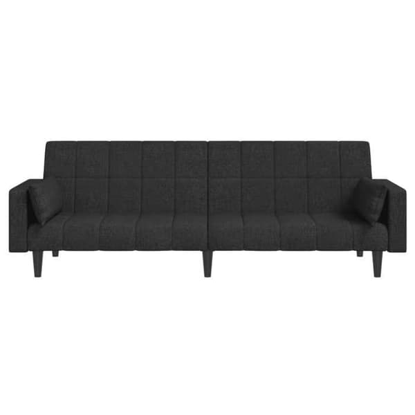 vidaXL 2-sits bäddsoffa med två kuddar Svart tyg 375835