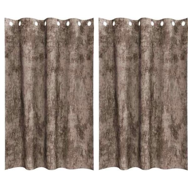 Dubbla gardiner - vidaXL - 4107669 - Kaffe - Sammet - Mörkläggande