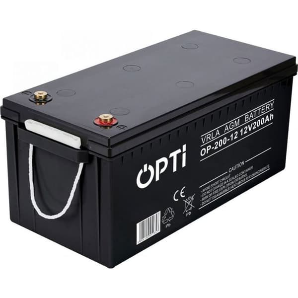 Servobroms - tryckackumulator Volt Batteri AGM OPTI 12V 200 Ah