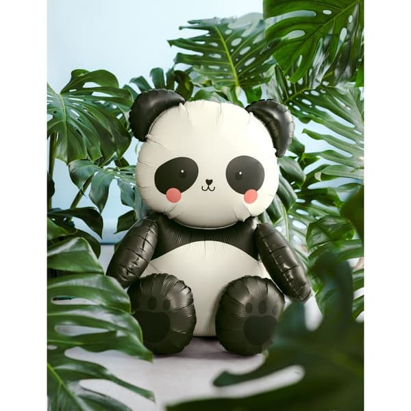 Aluminiumballong Panda 68 x 72 cm - Svart