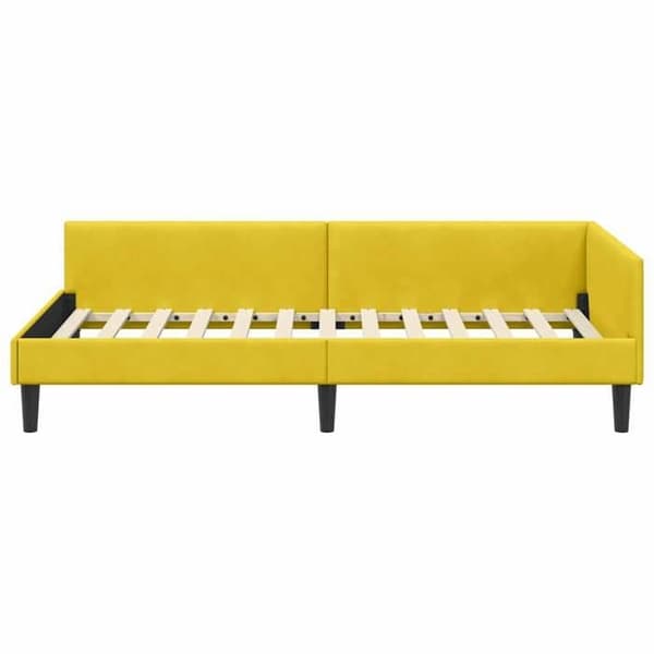 vidaXL Vinkel sängram Gul 90 cm x 190 cm Sammet 42016150