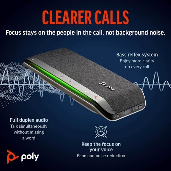 Smart högtalare - POLY - Sync 40 - USB-A/USB-C & Bluetooth - Uppladdningsbart batteri - IP64