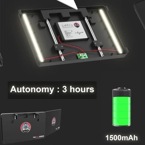360° LED-spegel - Barbärtriptyk - Rund - Autonom 3h - Hängande installation - Modern design