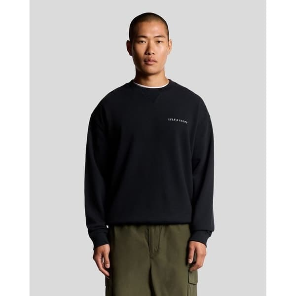 Lyle & Scott sweatshirt med rund hals och borstat tryck