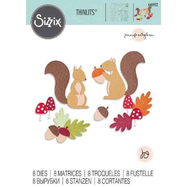 SIZZIX Kit med Thinlits-dies Harvest Squirrels - 8 delar för scrapbooking och korttillverkning