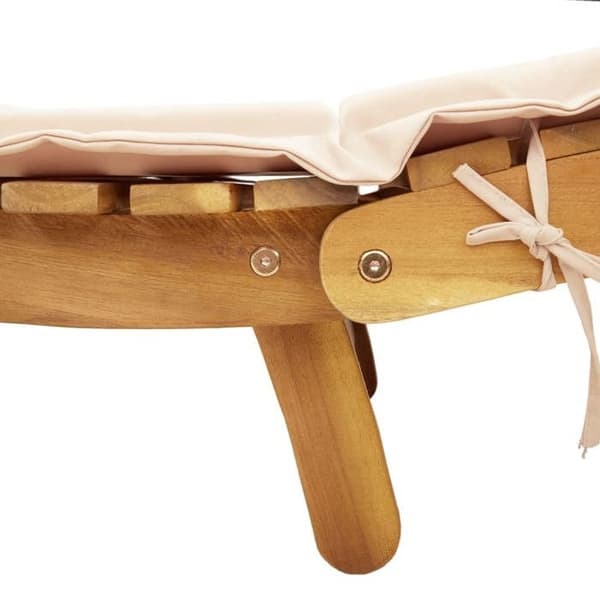 vidaXL Chaise longue med beige kudde i solid akaciaträ 367635