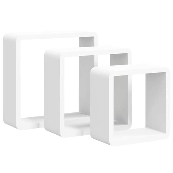 vidaXL Vägghyllor i kubform 3 st Vit MDF 323952