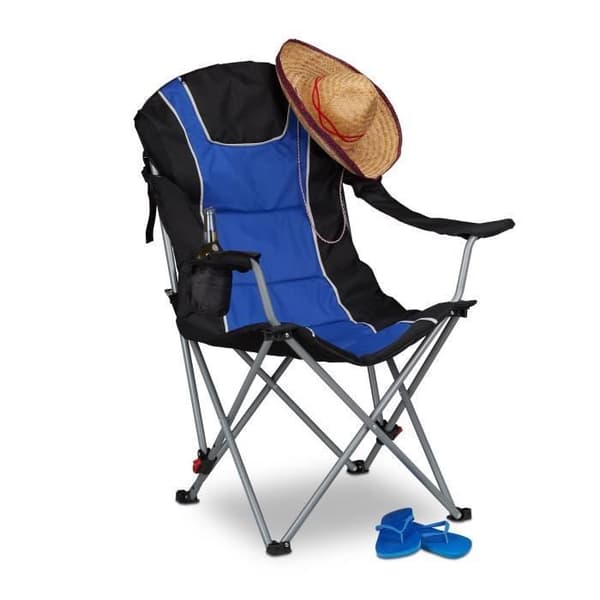 Campingstol - Relaxdays - Fällbar - Justerbart ryggstöd - Polstrad - Dryckeshållare