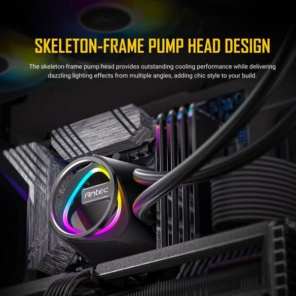 Vätskekylare för processor - Antec - 360 mm - 3 PWM ARGB-fläktar - Kopparbas