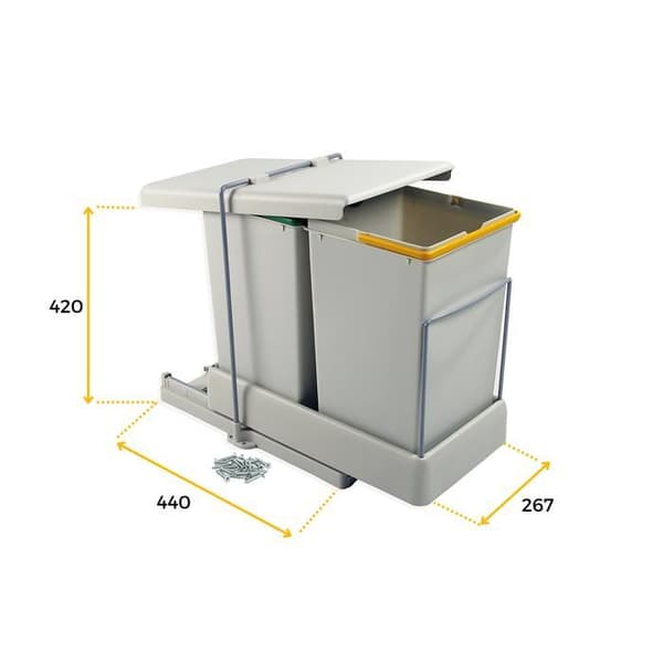 Automatisk utdragbar soptunna 2 x 14 L EMUCA - 8077221