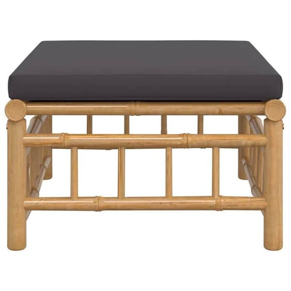 vidaXL trädgårdsfotpall med kudde mörkgrå bambu 362310