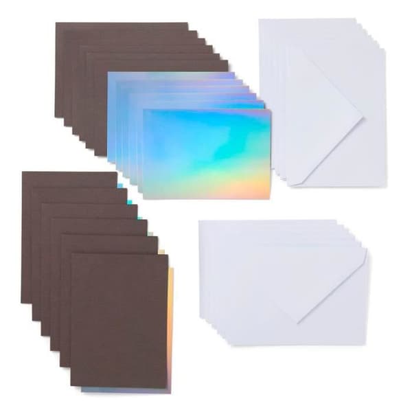 Dubbla kort med insatser och kuvert Cricut Joy - CRICUT - Grå/Silver Holografisk - 12 stycken