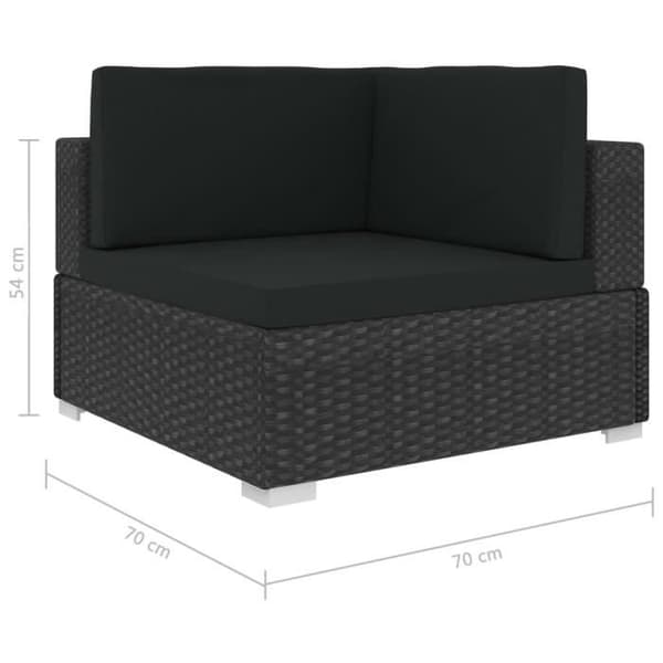 vidaXL Hörnstolar 2 st med Dynor Poly Rattan Svart