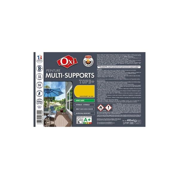Färg Top 3 Multi Supports Satin 400ml Gul Säkerhet - Oxi