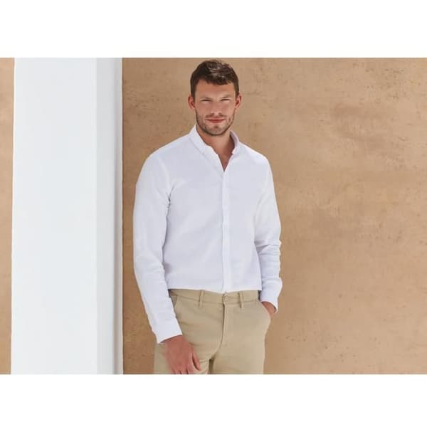 Henbury Regular Fit långärmad skjorta - vit