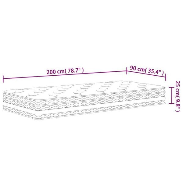 vidaXL Pocket resårmadrass Medium 90x200 cm 372914