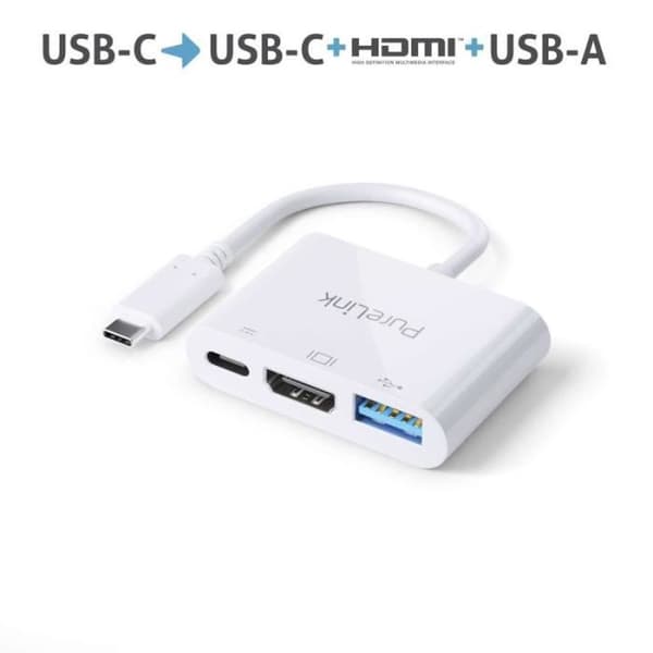PureLink USB-C till Multiport Adapter - iSeries 0,10m, Vit - IS270