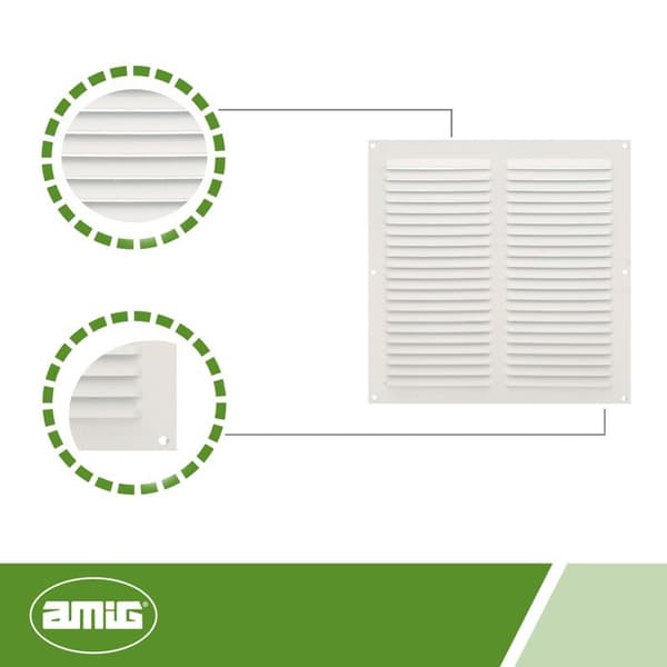 AMIG | Ventilationsgaller 3 | 250 x 250 mm | Aluminium | Vit
