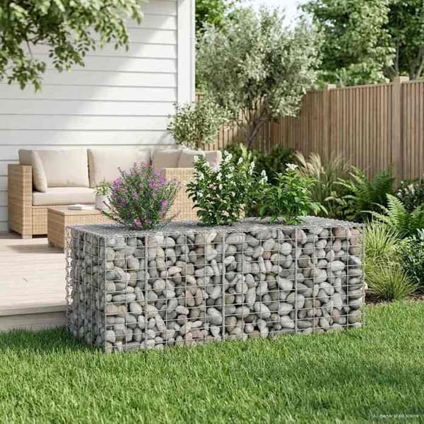 vidaXL Hög säng gabion Silver 42033322