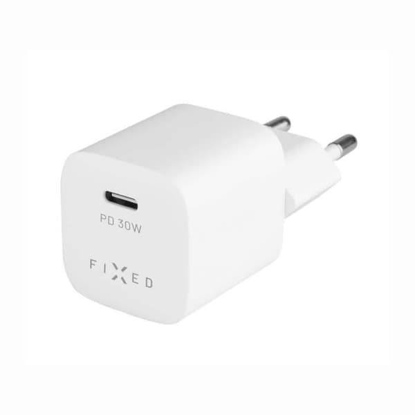 Nätadapter - FIXED - Mini - USB-C - 30W - 1 meter - Vit