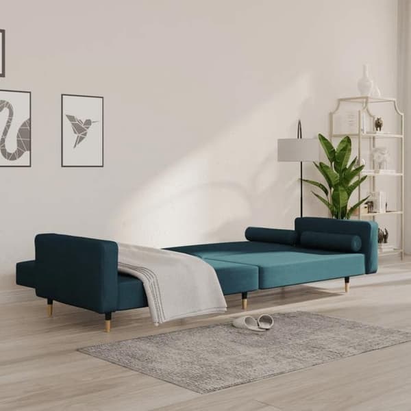 vidaXL 2-sits bäddsoffa med två kuddar Sammetsblå 375748