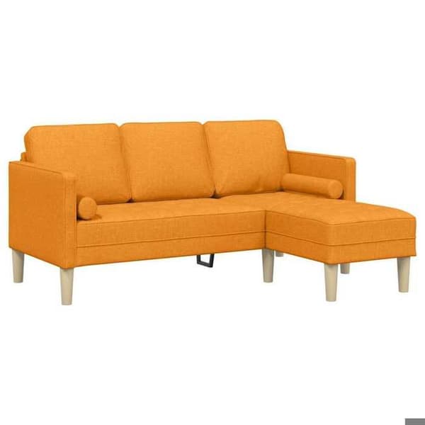 vidaXL Soffgrupp med mörkgula kuddar Polyester 42001921