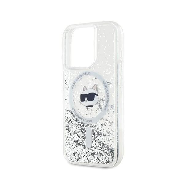 Karl Lagerfeld Liquid Glitter Choupette Head MagSafe - Skydd för iPhone 14 Pro Max (Transparent)