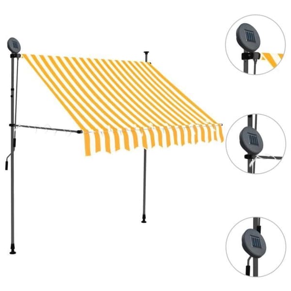 vidaXL Manuell infällbar markis med LED 100 cm Vit och Orange