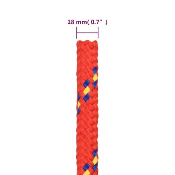 152417 vidaXL Båtrep Röd 18 mm 25 m Polypropylen