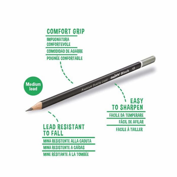 Krita grafit - CARIOCA - 42928 - 2H Svart - Ergonomisk triangulär kropp - Stötsäker spets