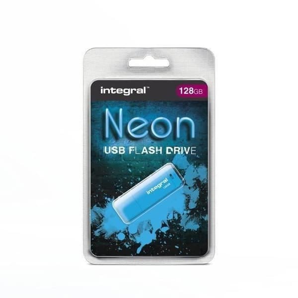 INTEGRAL Neon USB-nyckel - 128 GB - USB 2.0 - Fluorescerande blå