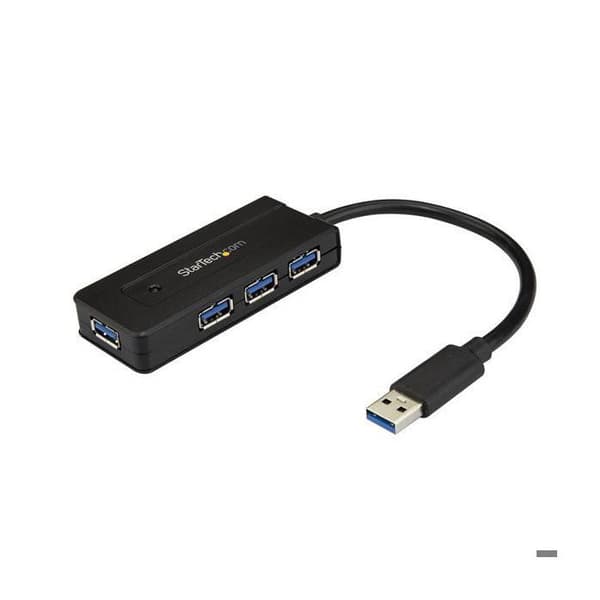 USB 3.0-hubb - 4 portar - STARTECH - Kompakt - Drivs - Strömadapter ingår