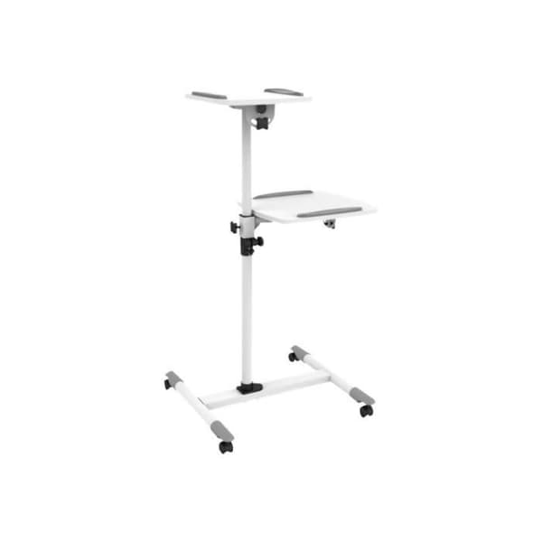 teknisk vagn för projektor - laptop trä, grått stål, vit