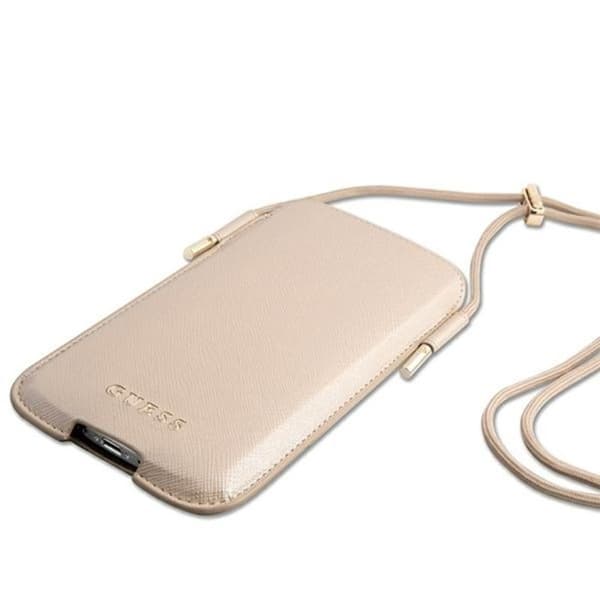 Guess Saffiano Pouch - Telefonväska S/M max 6,1" (guld)