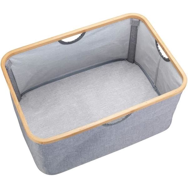 Tvättkorg - WENKO - Bahari - 50L - Polyester - Bambu - Grå - Brun
