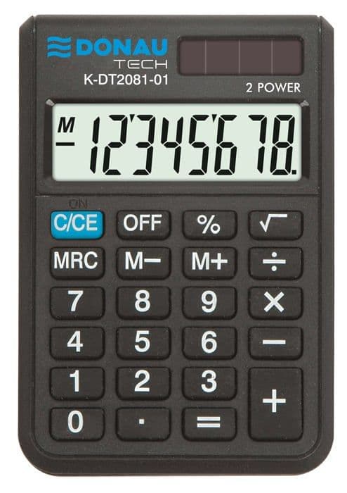Pocket calculator - DONAU - K-DT2081-01 - LCD screen - Solar powered - Compact