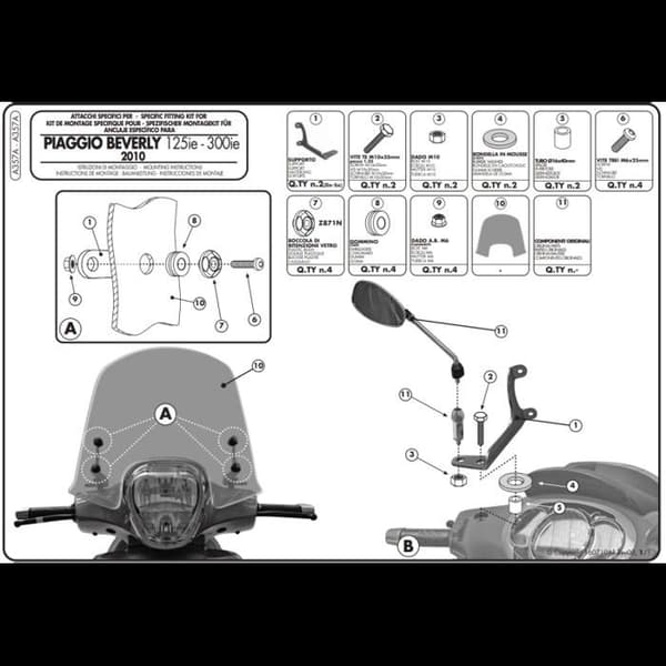 GIVI specifika fästen A357A för top case 357A