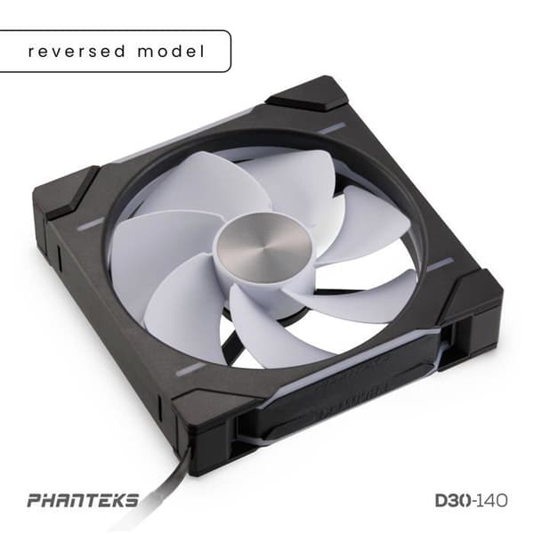 Ventilator - PHANTEKS - D30 PWM Omvänd Luftflöde - 140mm - D-RGB - PWM Kontroll
