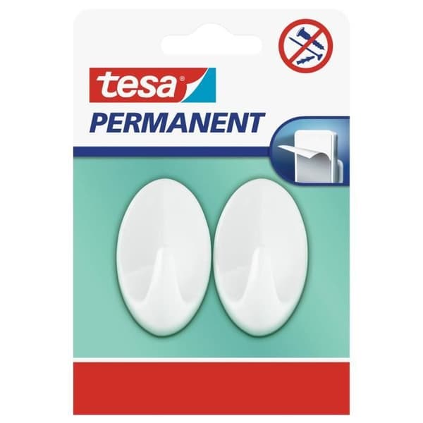 TESA Permanent Krokar - Oval - Vit - L