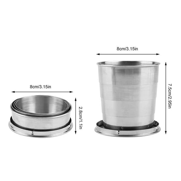 Fällbar kopp - YSMORLA - Rostfritt stål - 250 ml - 2 stycken - Grå