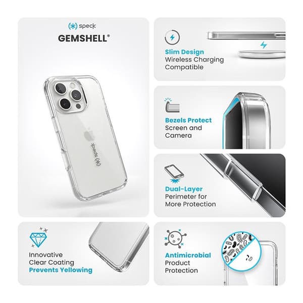 Skyddshölje - Speck - Gemshell - Klar - Halvstyv - Kompatibel med iPhone 16 Pro