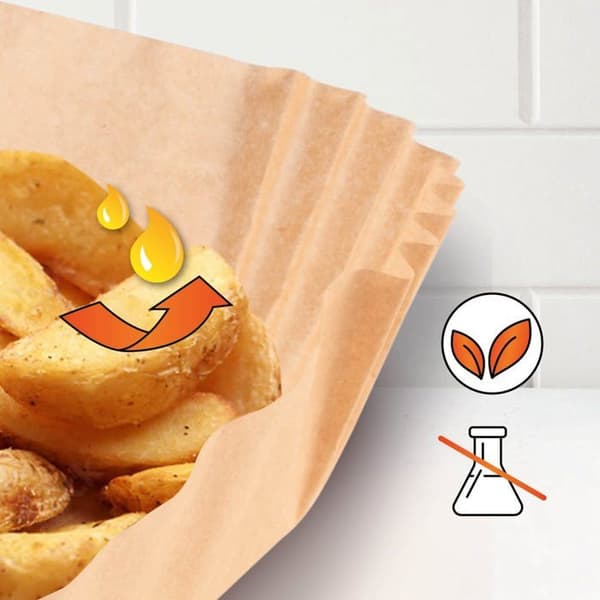 GOURMETmaxx Pappersformar för varmluftsfritös (5-8 l) - 50 stycken