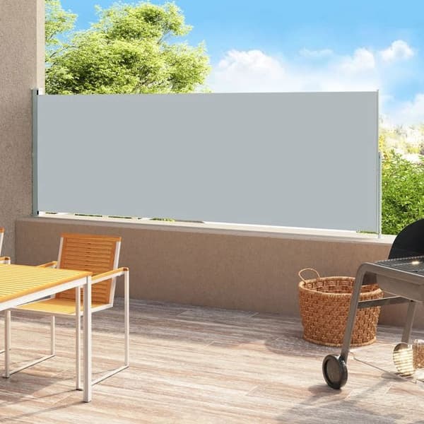 Utfällbart sidomarkis - vidaXL - 180x500 cm - Grå - Polyesterduk - Pulverlackerad stål