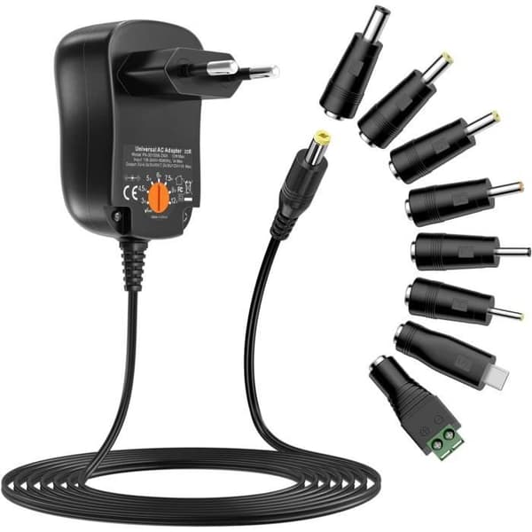 Nätadapter - GENERISK - Zolt 12W - AC/DC - 8 DC-kontakter - 1000mA Max