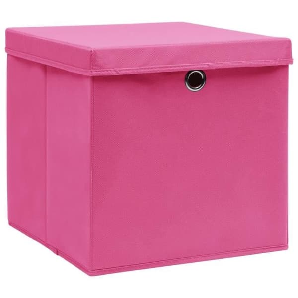 vidaXL Förvaringsboxar med lock 4 st 28x28x28 cm Rosa