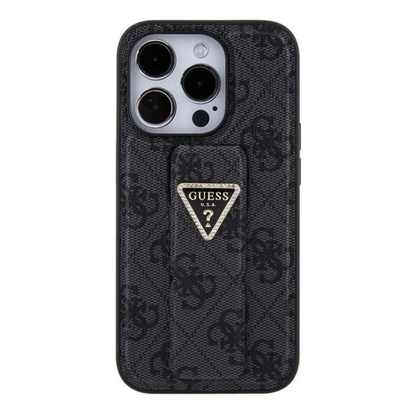 Guess Grip Stand 4G Triangel Strass för iPhone 15 Pro Max - Svart