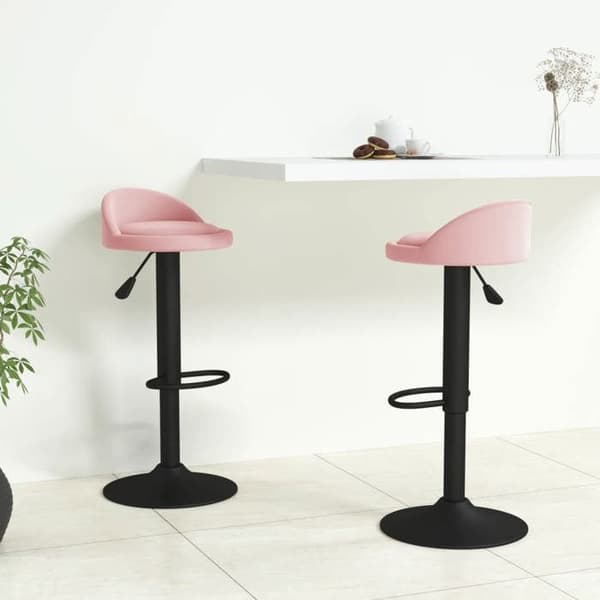 vidaXL Barstolar set om 2 rosa sammet 333606
